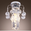 Striking Semi-flushmount Ceiling Light Fixture Features Hand-cut Lead Crystal Center and Balls