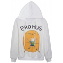 Cute Adventure Time Print Hoodie with Drawstring Front