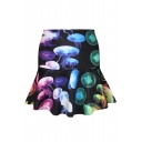 Jellyfish Print A-line Skirt