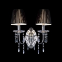 Delicate Oval Canopy Support Two-light Wall Sconce Highlights Chrome Finish and Draping Crystal