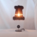 Romantic Wrought Iron Table Lamp Fixture with Soft Feather Detailing Fabric Shape Creating Gorgeous Look