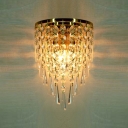 Enchanting Gold Finish Base Add Glamour to Delightful One-light Wall Washer with Strands of Shimmering Crystal Beads