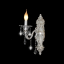 Elegant Antique White Decorative Frame Wall Sconce with Majestic Crystal Droplets