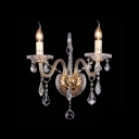 Dazzling Sparkling Two Light Crystal Wall Scocne with Graceful Curving Arms