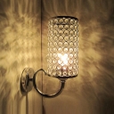 Graceful Scrolls and Cylinder Frame Adorned with Diamond Crystal Wall Sconce