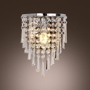 Beautiful Polished Chrome Banding Offers Gleaming Finish for Contemporary Crystal Wall Sconce