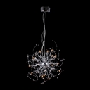 Intriguing Chrome Finished Curving Frame Pendant Light Shine with Glittering Small Crystal Balls