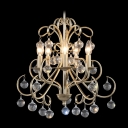 Hanging Lovely Small Crystal Globes Vintage Wrought Iron Chandelier for Living Room