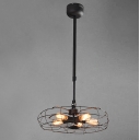 Suspension Industry Wrought Iron Fan Five-light LED Pendant