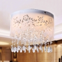 Modern Yet Traditional Ceiling Light Spotlighted with Elaborate Curved Pattern and Beautiful Crystal Drops