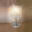 Dazzling Single Light Table Lamp with Delicate Electroplated Chrome Finish Base and Crystal Falls Shade