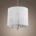 White Cylinder Shade Crystal Drops and Ball Modern 43.3