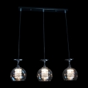 Globe Pendant Light Features Three Crystal Lights Drop From Rectangular Steel Canopy