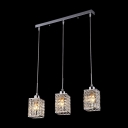 Cube Crystal Beaded Shinning Crystals and Metal Frame Multi-Light Pendant Light