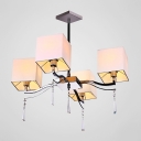 Rectangular Beige Fabric Shades and Faceted Crystal Drops Add Glamour to Stunning Pendant Light