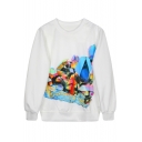 Colorful Mineral Print White Sweatshirt