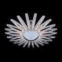 Flower Shaped Chrome Finished Pendant Light Embedded by Diamond Crystals