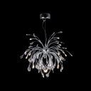 Floral Faceted Clear Crystals and Metal Branches Bold Contemporary Style Pendant Lighting