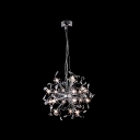Modern and Bold Chrome Finished Starburst Style Pendant Lighting Accented by Crystal Accented