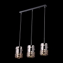 Delightful 3-light Chrome Ceiling Fixture Features Array of  Column Accented Crysral Beads