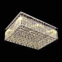 Shinning Clear Crystal Glass Rods Rectangular Flush Mount with Stainless Steel Canopy