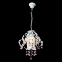 Soft and Romantic White Finished Frame Hanging Pink Crystal Raindrops 11.8
