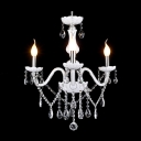 Soft and White Crystal Style Three Lights Chandelier with Beautiful Crystal Droplets for Living Room