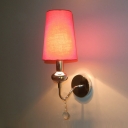 Beautiful Crystal Drop and Bold Red Fabric Shade Composed Striking Wall Sconce