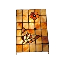 Pretty Flower and Butterfly Adorned Rectangle Shell Shade Tiffany Wallwasher