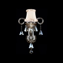 Ivory Fabric Shade Complements Pewter Scrolling Arms Single Light Wall Sconce