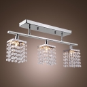Spectacular Polished Chrome Island Chandelier Offers Fabulous Strands of Clear Crystal