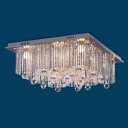 Square Cube Shinning Clear Crystal Rainfall Romantic and Bright Flush Mount