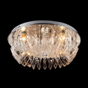 Stainless Steel Round Flush Mount Lights Shine with Bright Crystal Fringe