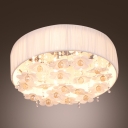 Gracefully Stainless Steel Canopy Floral Details Crystal Beads and Balls Flush Mount