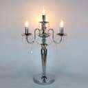 Stunning Table Lamp Completed with Graceful Scrolling Arms and Decorative Clear Crystal Beads