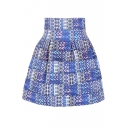 Ethnic Pattern Print High Waist Mini Skirt