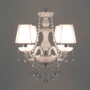 White Bell Shade Clear Crystal Creamy Finish Chandelier Hanging Bright Crystal Drops