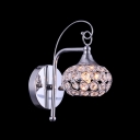 Refined Single Light Down Lighting Wall Light Completed with Sphere Shade Mounted Beautiful Crystal Beads for Modern Bedroom