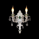 Luxury Curvaceous Eruopean Stely Two Light Lead Crystal Wall Sconce