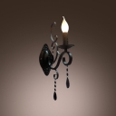 Handsome Traditional Wall Sconce Complete with Wrought Iron Arms and Clear Crystal Drops