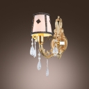 Delicate Gold Wall Sconce Features Single Light and Beautiful Crystal Droplets