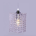 Dazzling Mini Pendant Light Fixture Features Strings of Crystal Beads and Chrome Finish
