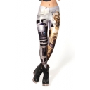 Technology and Robot Print Fitted Elastic Leggings