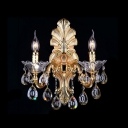 Magnificent Dazzling Lead Champagne Crystal Add Charm to Glistening Two Light Wall Sconce