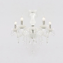 Five Lights Scrolling Glass Arms Chrome Finished Modern Chandelier
