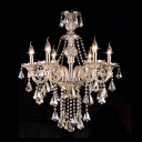 Faceted Crystal Beads 6 Candle Lights Beautifully Detailed Champagne Crystal Chandelier
