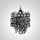 Dazzling Swag Pendant Light Adorned with Clear Crystal Completed by Black Finish Frame