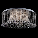 Intriguing and Bold All Crystal Beads and Balls Water falling Chrome Finished Flush Mount