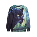 Dark Blue Leopard Print Unique Style Sweatshirt