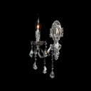 Wonderful Crystal and Polished Silver Finish Add Charm to Wall Sconce with Single Candle Light